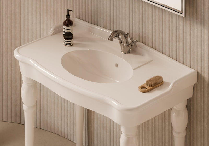 BOHEME Console Washbasin 112 cm in a bathroom setting – Alice Ceramica