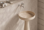 EQUILIBRIUM Countertop Basin 42 cm H15 on freestanding ceramic column in a bathroom setting – Alice Ceramica
