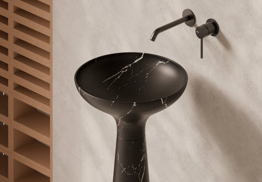 EQUILIBRIUM Countertop Washbasin H20 on freestanding ceramic column in a bathroom setting – Alice Ceramica