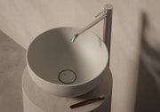 FORM Round Countertop Basin 37 cm H15 in a bathroom setting – Alice Ceramica