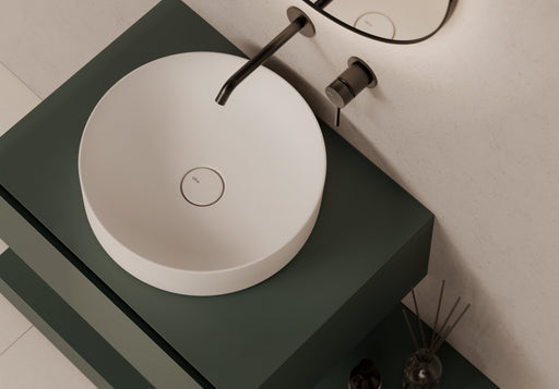 FORM Round Semi-Inset Washbasin 40 cm in a bathroom setting – Alice Ceramica