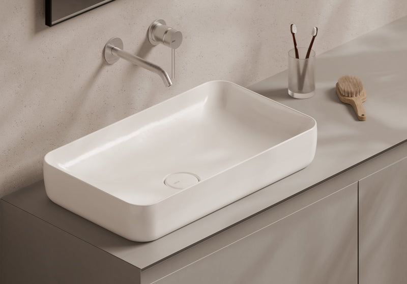 FORM Semi-Inset Washbasin 60x35 cm in a bathroom setting – Alice Ceramica