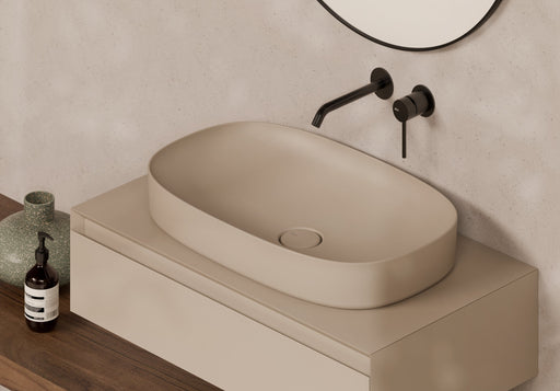 FORM Semi-Inset Washbasin 65x40 cm in a bathroom setting – Alice Ceramica