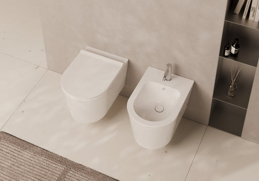 FORM Wall-Hung WC and bidet in a bathroom setting – Alice Ceramica