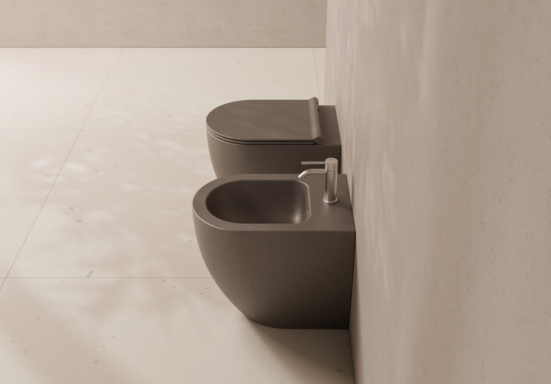 FORM 50 Back-to-Wall WC and bidet in a bathroom setting – Alice Ceramica