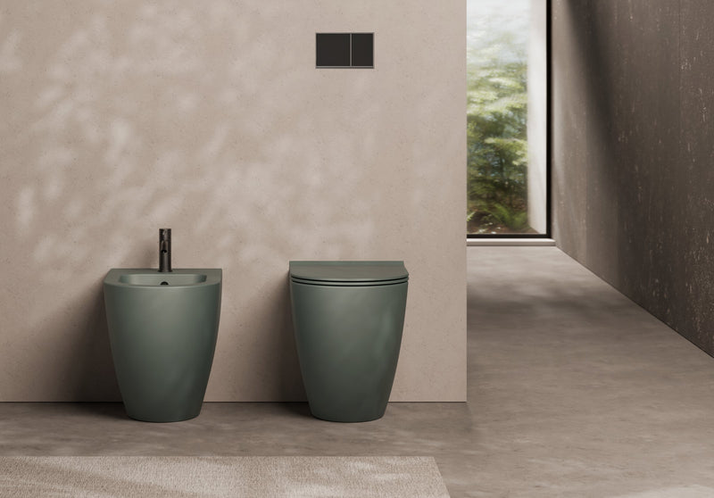FORM Back-to-Wall WC and bidet in a bathroom setting – Alice Ceramica