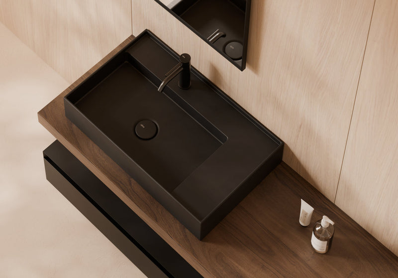 HIDE Countertop Washbasin 65x40 cm in a bathroom setting – Alice Ceramica