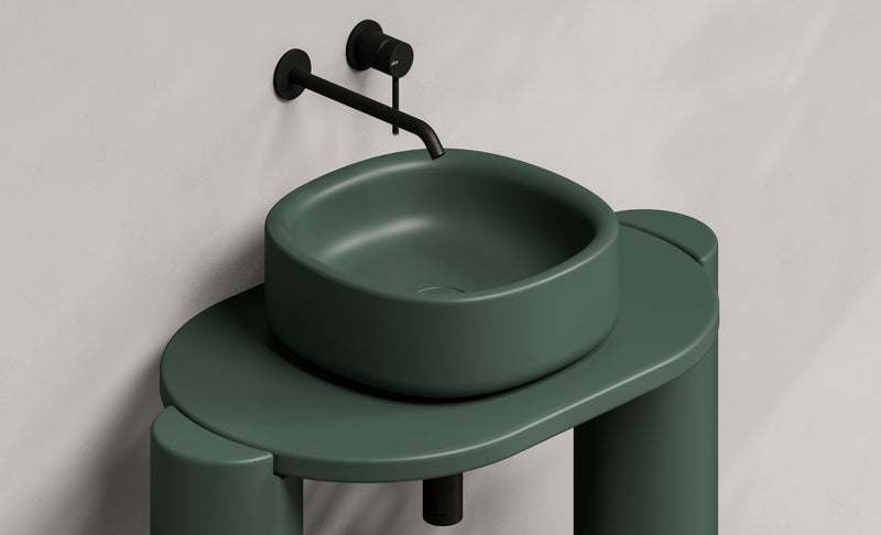 IDILLA Square Countertop Basin 40x40 in a bathroom setting – Alice Ceramica