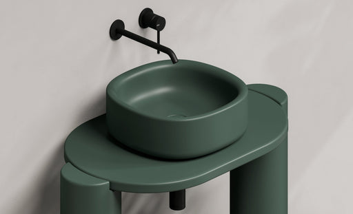 IDILLA Square Countertop Basin 40x40 in a bathroom setting – Alice Ceramica