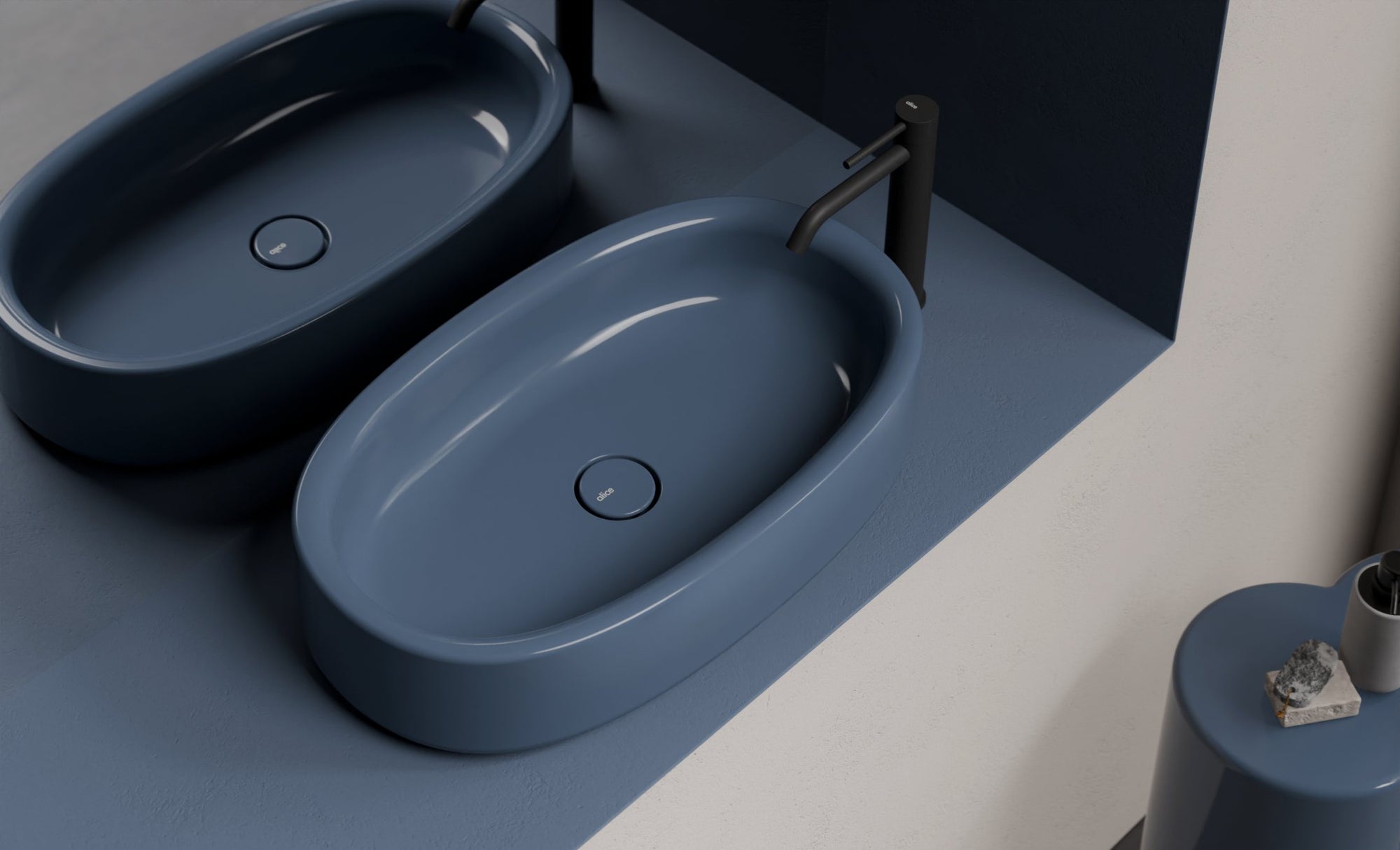 IDILLA Oval Countertop Washbasin 60x35 in a bathroom setting – Alice Ceramica