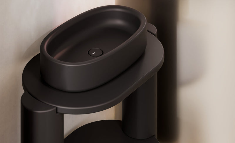 IDILLA Ceramic Column Supports (Pair) in a bathroom setting – Alice Ceramica