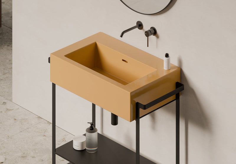 KUBO Wall-Hung or Countertop Basin 80x50 in a bathroom setting – Alice Ceramica