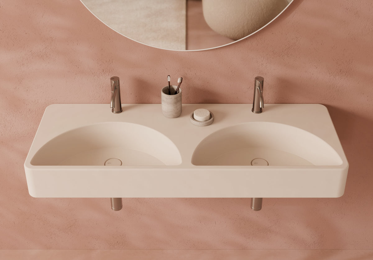 LUNARIS Wall-Hung Washbasin 121x45 cm in a bathroom setting – Alice Ceramica