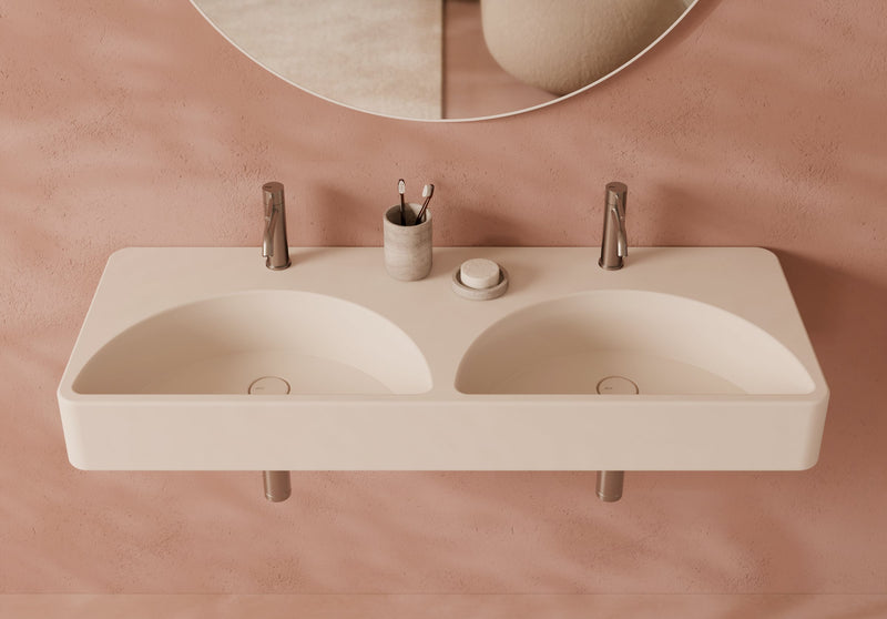 LUNARIS Wall-Hung Washbasin 121x45 cm in a bathroom setting – Alice Ceramica
