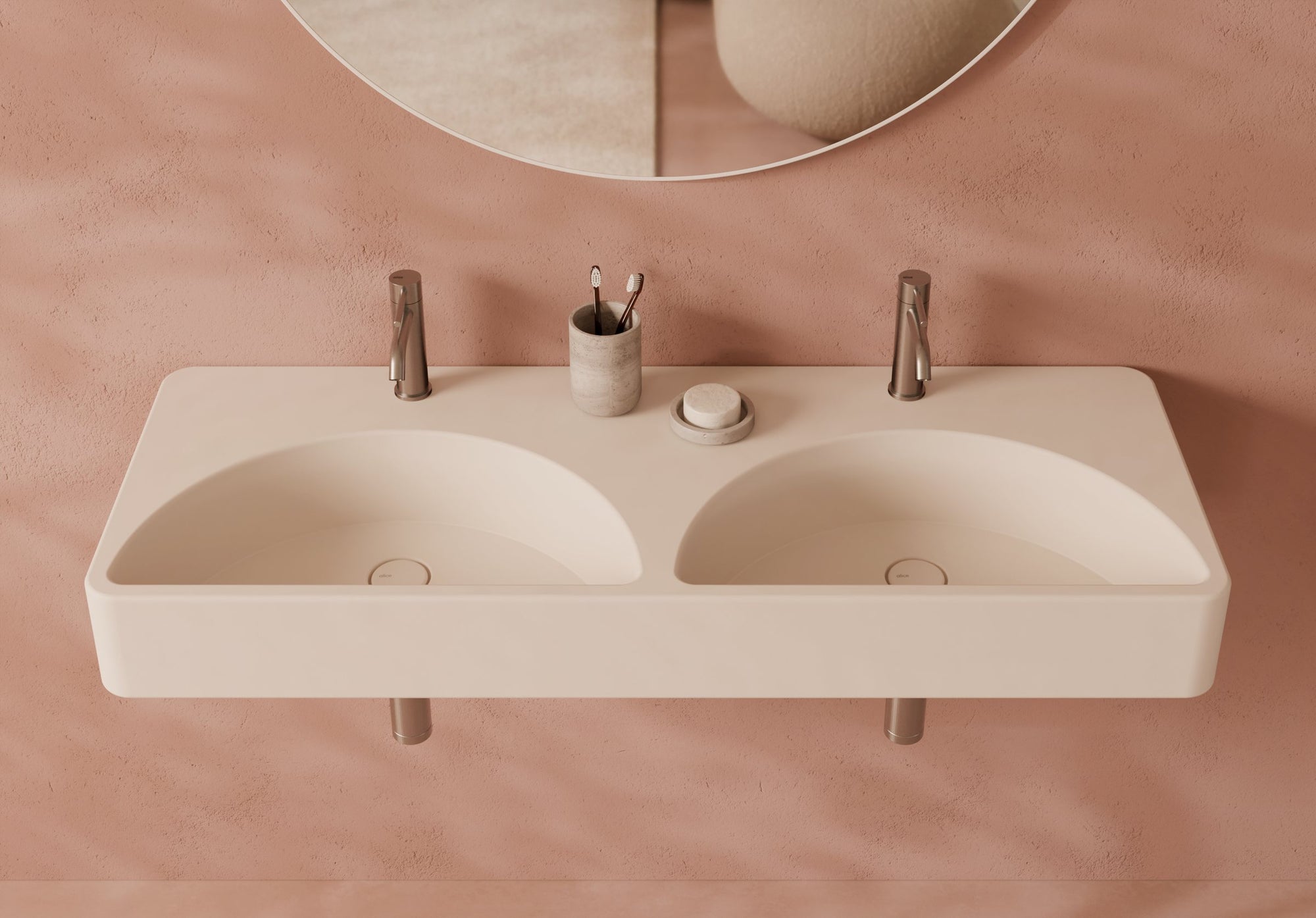 LUNARIS Wall-Hung Washbasin 121x45 cm in a bathroom setting – Alice Ceramica