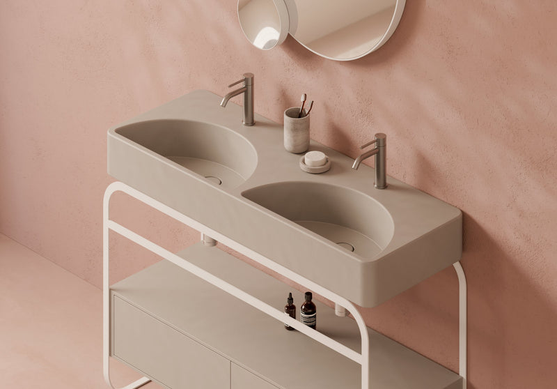 LUNARIS Ceramic Vanity Top 121 cm in a bathroom setting – Alice Ceramica