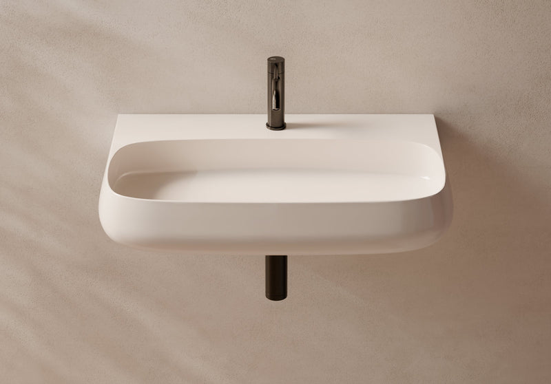 NUR Wall-Hung or Countertop Basin 75x45 in a bathroom setting – Alice Ceramica