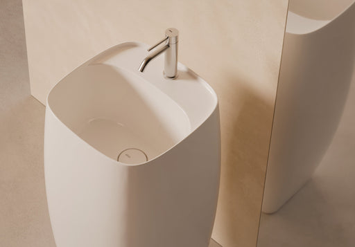 NUR Freestanding Washbasin with Tap Deck in a bathroom setting – Alice Ceramica