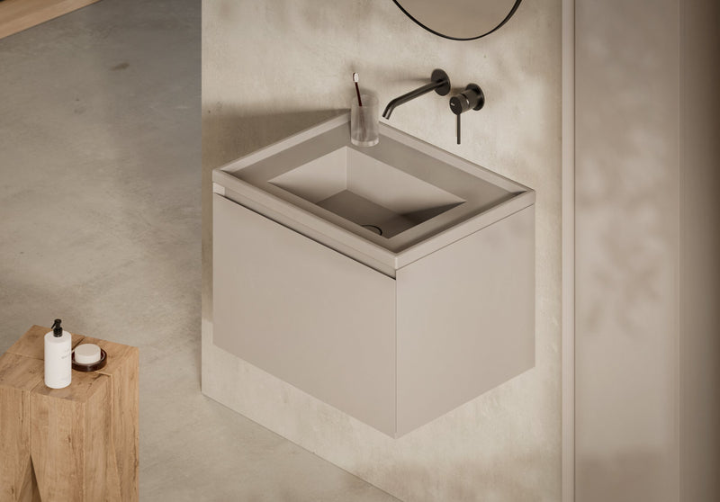 PLATEA Wall-Hung/Countertop Basin 61x46 in a bathroom setting – Alice Ceramica