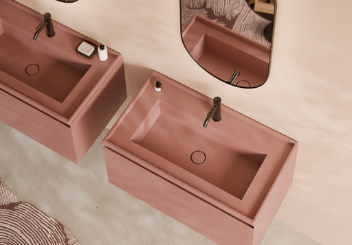 PLATEA Wall-Hung/Countertop Basin 81x46 in a bathroom setting – Alice Ceramica