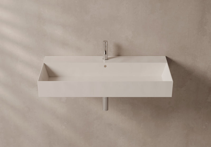 SPY Wall-Hung/Countertop Basin 101x46 in a bathroom setting – Alice Ceramica