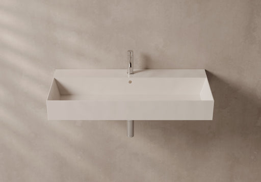 SPY Wall-Hung/Countertop Basin 101x46 in a bathroom setting – Alice Ceramica