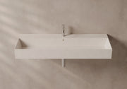 SPY Wall-Hung/Countertop Basin 121x46 in a bathroom setting – Alice Ceramica