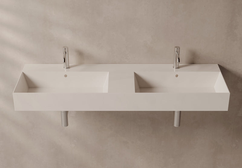 SPY Wall-Hung/Countertop Basin 141x46 in a bathroom setting – Alice Ceramica