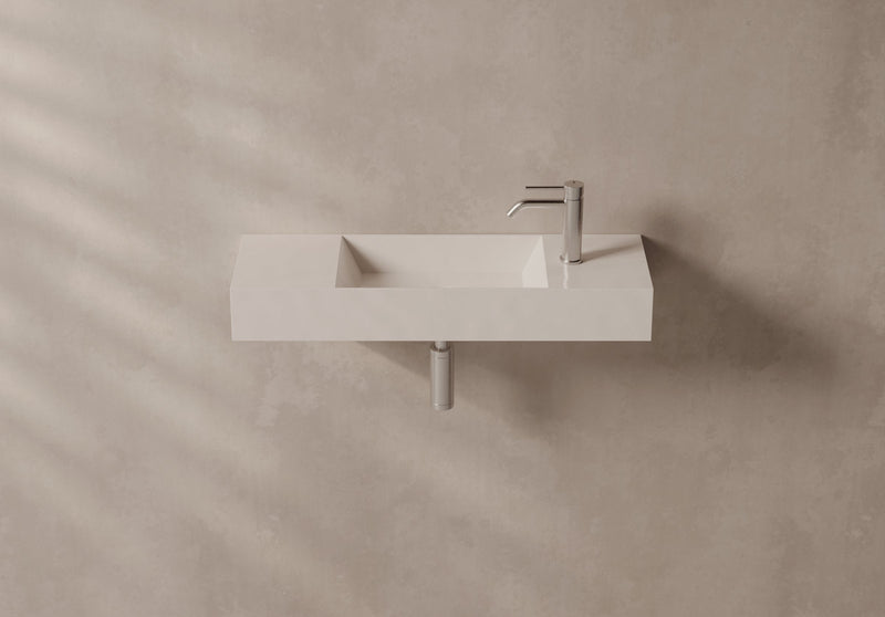 SPY Wall-Hung or Countertop Basin 80x25 in a bathroom setting – Alice Ceramica