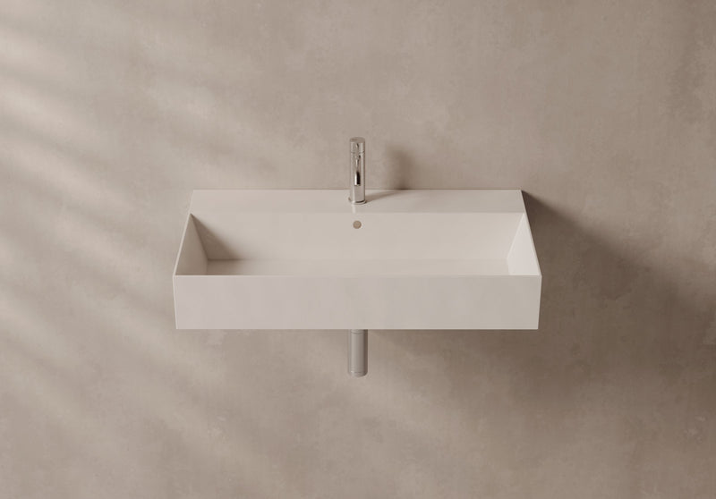 SPY Wall-Hung or Countertop Basin 81x46 in a bathroom setting – Alice Ceramica