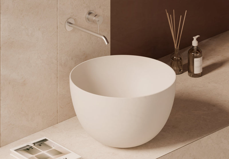 UNICA Round Countertop Washbasin 50 cm in a bathroom setting – Alice Ceramica