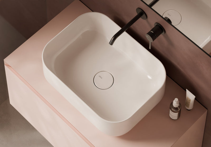 UNICA Countertop Washbasin 50x37 cm in a bathroom setting – Alice Ceramica