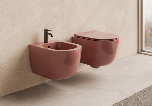 UNICA 47 Rimless Wall-Hung WC and bidet in a bathroom setting – Alice Ceramica