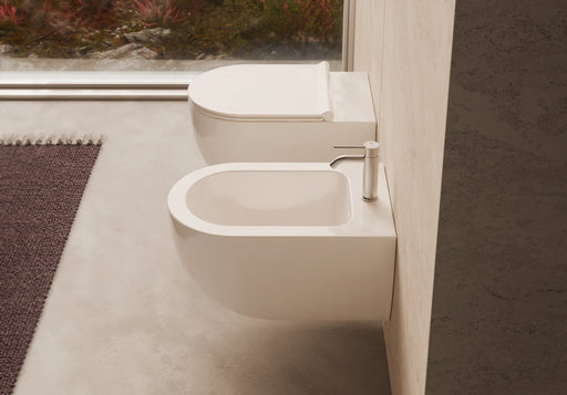 UNICA 55 Wall-Hung WC and bidet in a bathroom setting – Alice Ceramica
