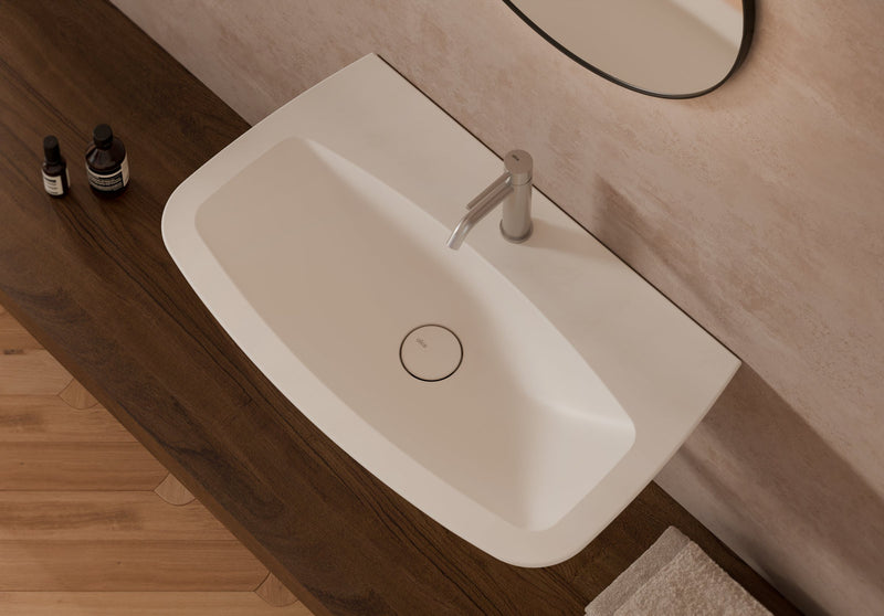 WUNDER Wall-Hung Washbasin 75x45 cm in a bathroom setting – Alice Ceramica