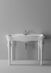BOHEME Console Washbasin 112 cm in White Shiny with legs and White Shiny without legs (hung) – Alice Ceramica