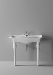 BOHEME Console Washbasin 95 cm in White Shiny with legs and White Shiny without legs (hung) – Alice Ceramica