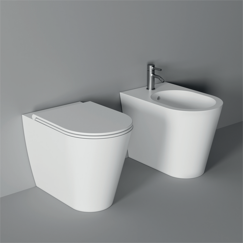 HIDE Round Back-to-Wall Bidet 57x37 cm in White Shiny – Alice Ceramica